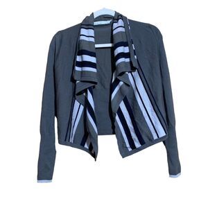 Karen Millen Womens Size 2 Multicolor Stripe Wool Blend Open Cardigan Sweater